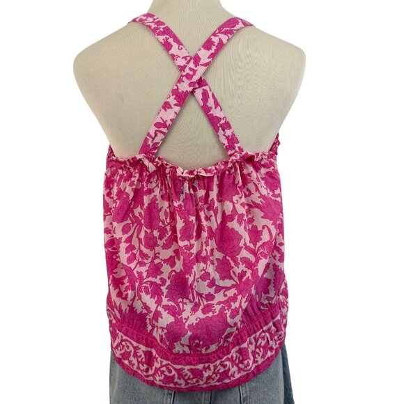 J. Crew Top Women's Small Button Front Tank Adjustable Strap Rosebud Floral Pink - Picture 8 of 15